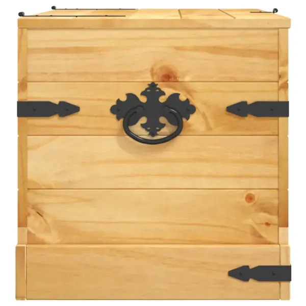 Mehhiko Corona stiilis pruun hoiukirst vahatatud männipuidust, 91 x 49,5 x 47 cm – 5