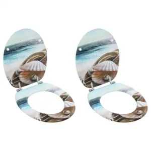 Merekarpide disainiga MDF WC-prill-lauad kaantega, reguleeritavate hingedega, 2 tk