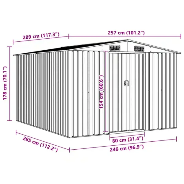 Metallist aiakuur lükandustega, antratsiithall, 257 x 298 x 178 cm – 11