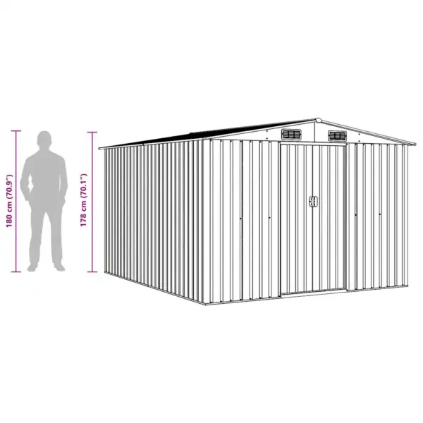 Metallist aiakuur topelt lükandustega, hall tsingitud teras, 257 x 298 x 178 cm – 12