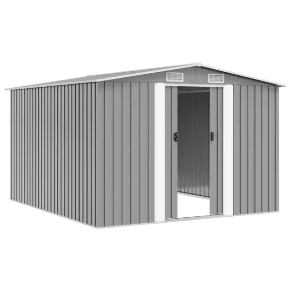 Metallist aiakuur topelt lükandustega, hall tsingitud teras, 257 x 298 x 178 cm – 4