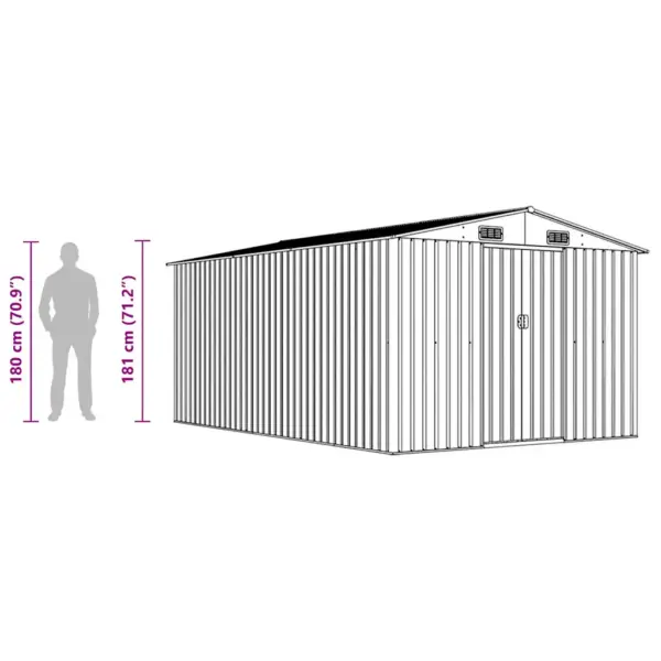 Hall metallist aiakuur tööriistade ja aiatarvikute hoiustamiseks, tsingitud teras, 257 x 392 x 181 cm – 10