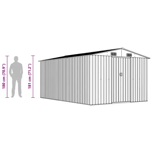 Metallist aiakuur topelt lükanduste ja ventilatsiooniga, pruun, 257 x 392 x 181 cm – 10