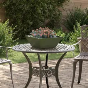 Trapetsikujulised metallist aiapotid, oliivrohelised, 40 x 40 x 15 cm, 5 tk