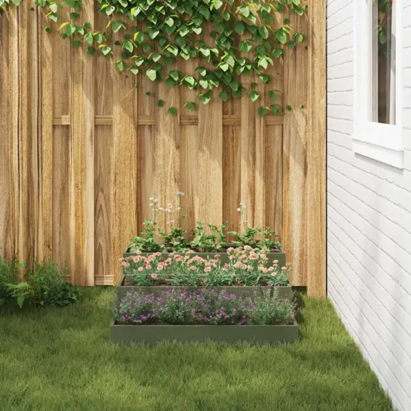 Külmvaltsitud terasest istutuskast, oliiviroheline, 90 x 90 x 35 cm – 4