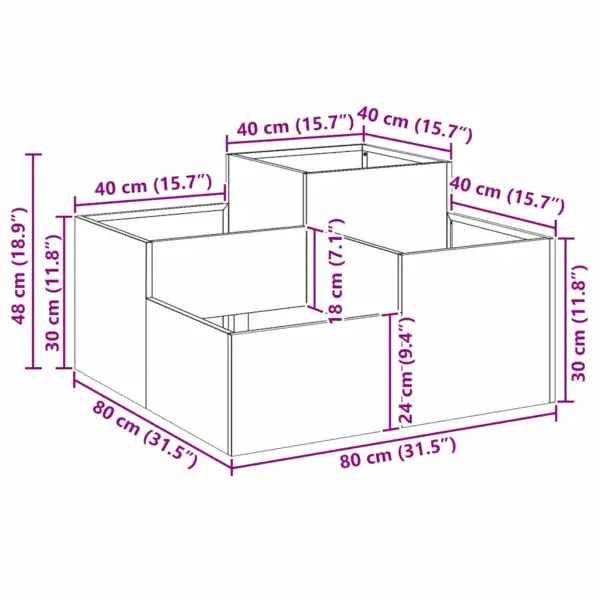 Metallist istutuskast aeda, roostevärvi, avatud põhjaga, 80 x 80 x 48 cm – 13