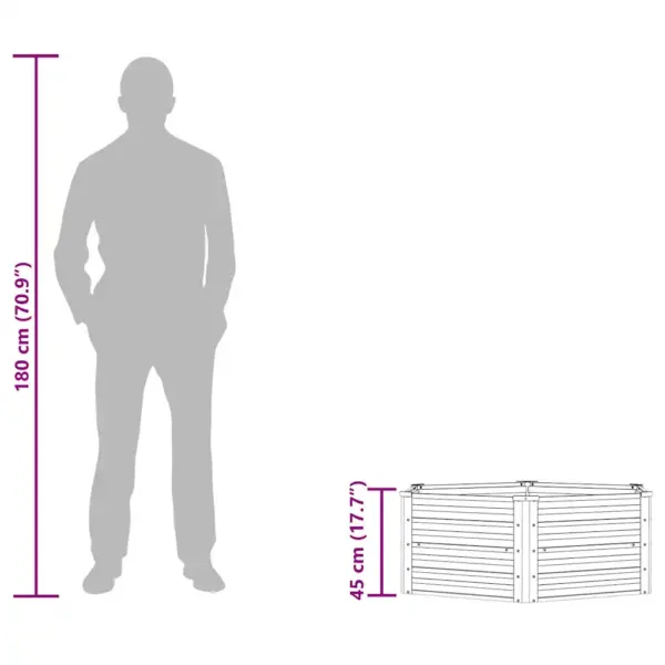 Metallist kõrgpeenar tsingitud terasest, hõbedane, 129 x 129 x 45 cm – 10