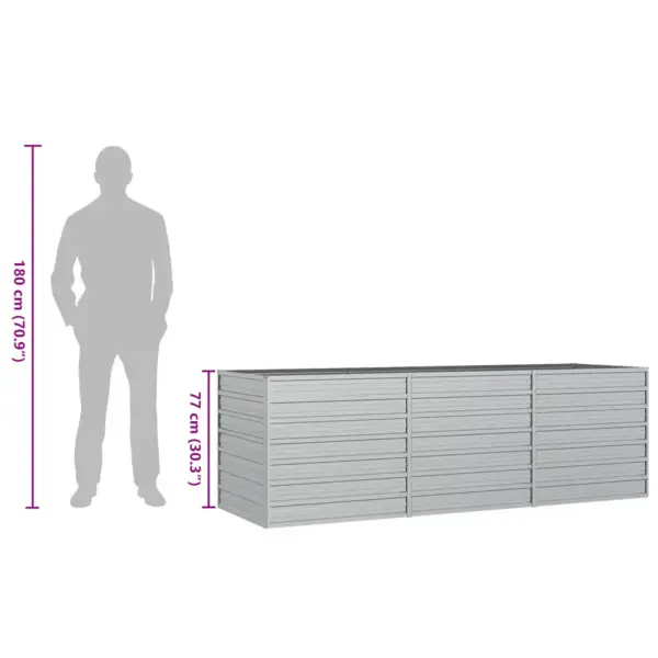 Hõbedane tsingitud terasest peenrakast avatud põhjaga, 240 x 80 x 77 cm – 8