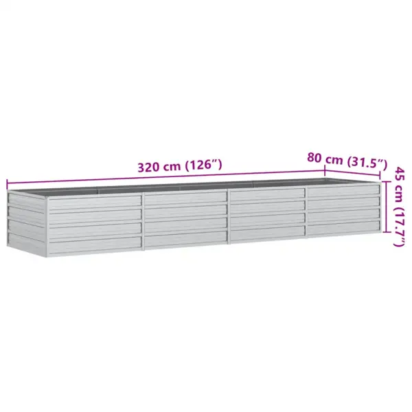 Tsingitud terasest peenrakast avatud põhjaga, 320 x 80 x 45 cm, hõbedane – 7