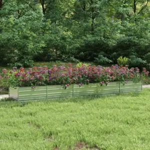 Metallist peenrakast aeda, 400 x 80 x 45 cm, tsingitud teras, hõbedane