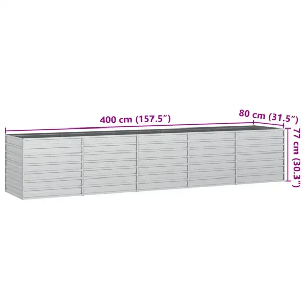 Metallist peenrakast, tsingitud teras, hõbedane, 400 x 80 x 77 cm – 7