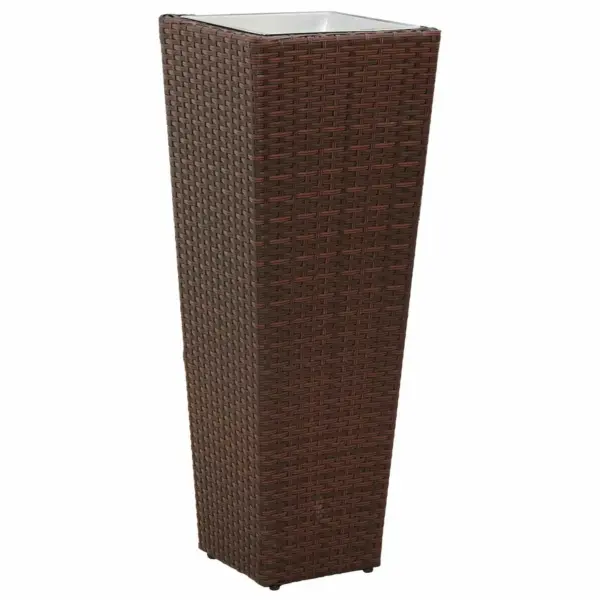 Metallist taimepotid rattan-look viimistlusega, 3-osaline välikomplekt, pruun – 3