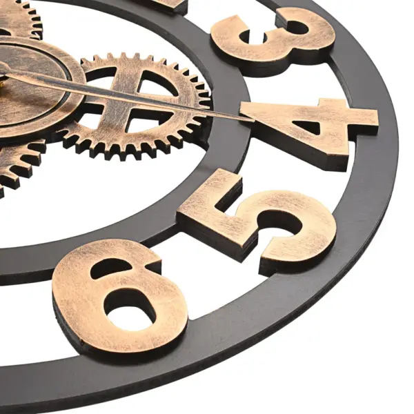 Metallist seinakell käigumehhanismi disainiga, kuldne-must, 58 cm – 4