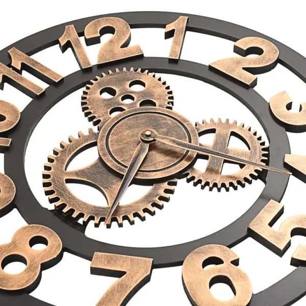 Metallist seinakell käigumehhanismi disainiga, kuldne-must, 58 cm – 5