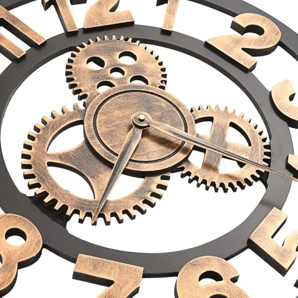 Metallist seinakell käigumehhanismi disainiga, kuldne-must, 58 cm – 6