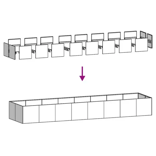 Antratsiithall külmvaltsitud terasest taimekast avatud põhjaga, 360 x 80 x 40 cm – 6
