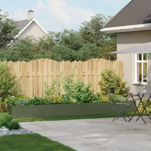 Pikk taimekast külmvaltsitud terasest, oliiviroheline, avatud põhjaga, 360 x 40 x 40 cm – 3