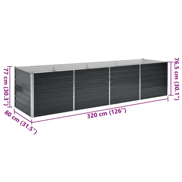 Metallist aia taimelava avatud põhjaga, antratsiithall, tsingitud teras, 320 x 80 x 77 cm – 8
