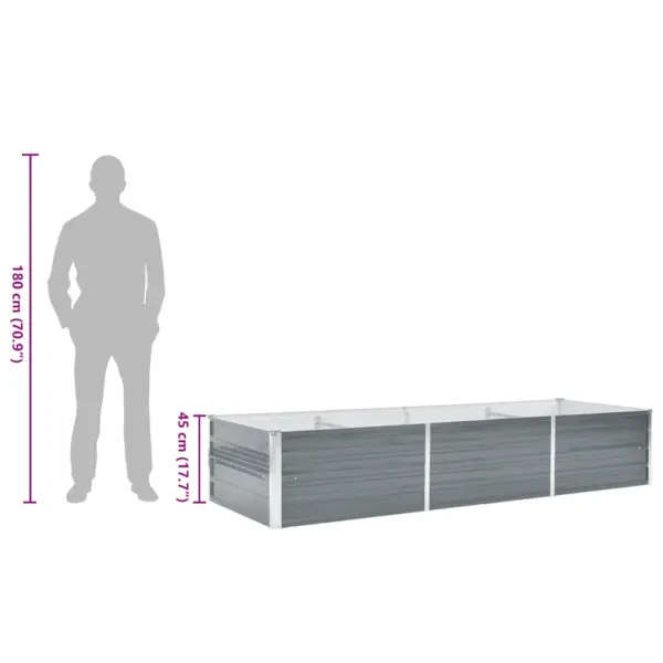 Metallist taimelava avatud põhjaosaga, hall tsingitud teras, 240 x 80 x 45 cm – 8