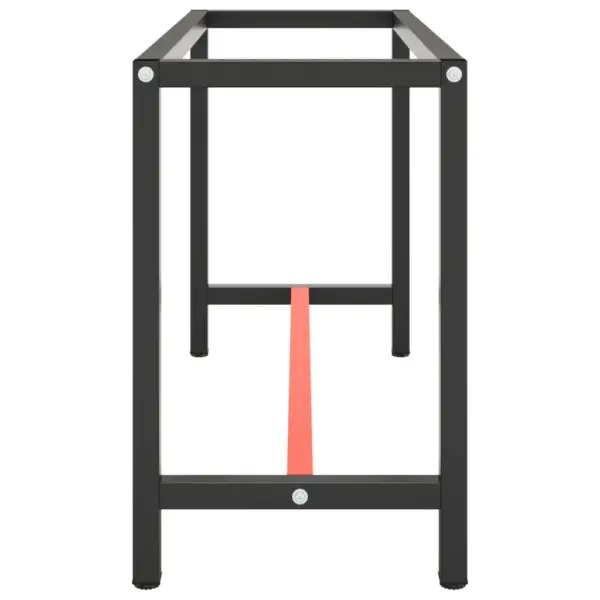 Metallist tööpingi raam eelpuuritud avadega, matt must ja matt punane, 140 x 50 x 79 cm – 4