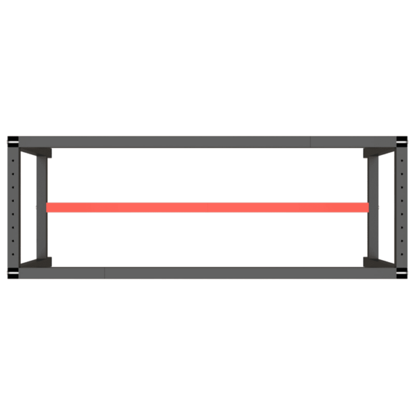 Metallist tööpingi raam eelpuuritud avadega, matt must ja matt punane, 140 x 50 x 79 cm – 5