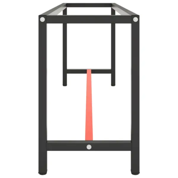 Pulbervärvitud metallist tööpingi raam, eelpuuritud pealisega, matt must ja matt punane, 210 x 50 x 79 cm – 4