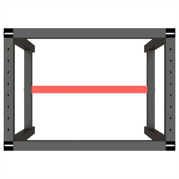 Metallist tööpingi raam eelpuuritud pealsega, matt must ja matt punane, 70 x 50 x 79 cm – 5
