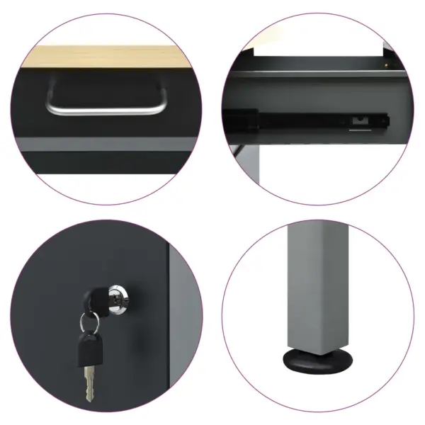 Metallist tööpink 6 sahtliga ja lukustatava kapiga, must-hall, 160 x 60 x 85 cm, 500 kg – 8