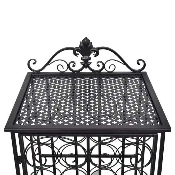 Põrandal seisev sepistatud rauast veiniriiul lukustatava uksega, must, 28 pudelile, 47 x 35 x 111 cm – 5