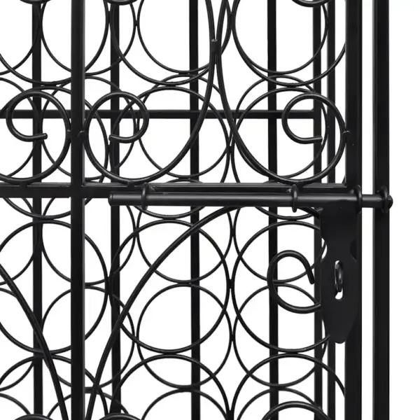 Põrandal seisev sepistatud rauast veiniriiul lukustatava uksega, must, 28 pudelile, 47 x 35 x 111 cm – 6