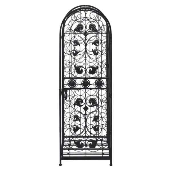 Põrandal seisev sepistatud rauast veiniriiul lukustatava uksega, must, 45 pudelit, 45 x 35,7 x 133,5 cm – 4