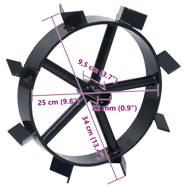 Metallrattad 6,5 hj bensiinimootoriga maaharijale, must, 34 cm, 2 tk – 10