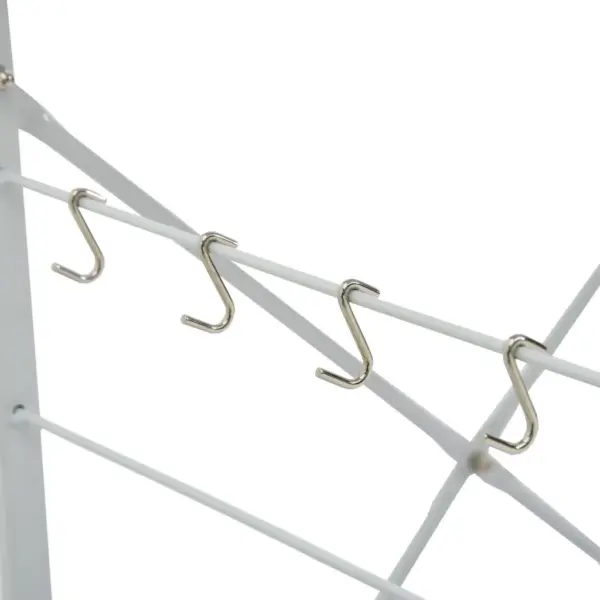 Mikrolaineahju kapp 4 riiuliga tarvikute konksudega, valge, 60 x 39,6 x 123 cm, tehispuit ja teras – 5