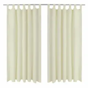 Aasadega mikrosatiinist kardinad, 2 tk, kreemjasvalge, 140 x 245 cm