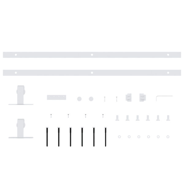 Minisuuruses liugukse komplekt kappidele, valge pulbervärvitud süsinikteras, 122 cm – 4