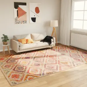 Pestav mitmevärviline vaip libisemisvastase alusega, 190 x 300 cm