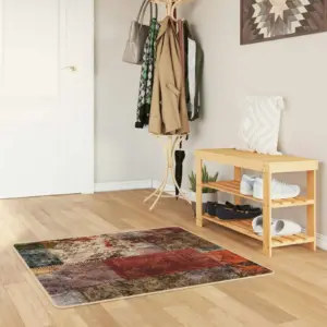 Mitmevärviline ruutvaip Marsa libisemiskindla PVC-alusega, polüester-veluur, 100 x 100 cm
