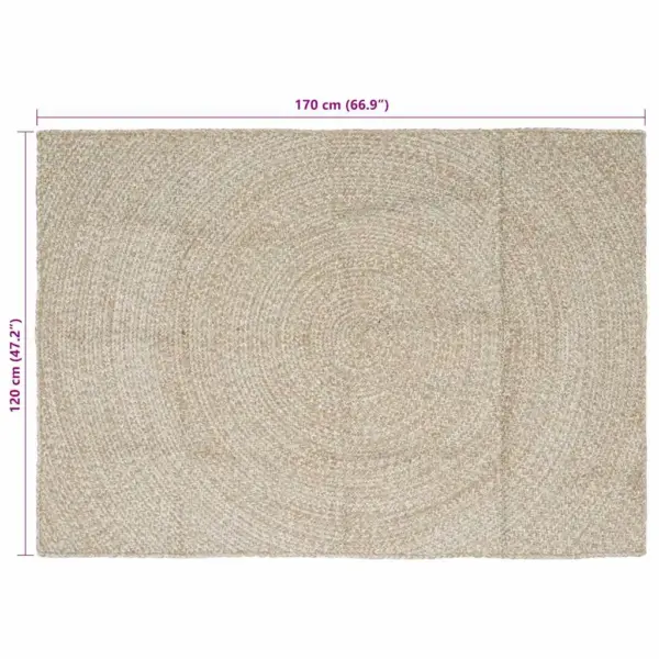 Modernne ristkülikuline džuutvaip, looduslik ja valge, 120 x 170 cm – 8