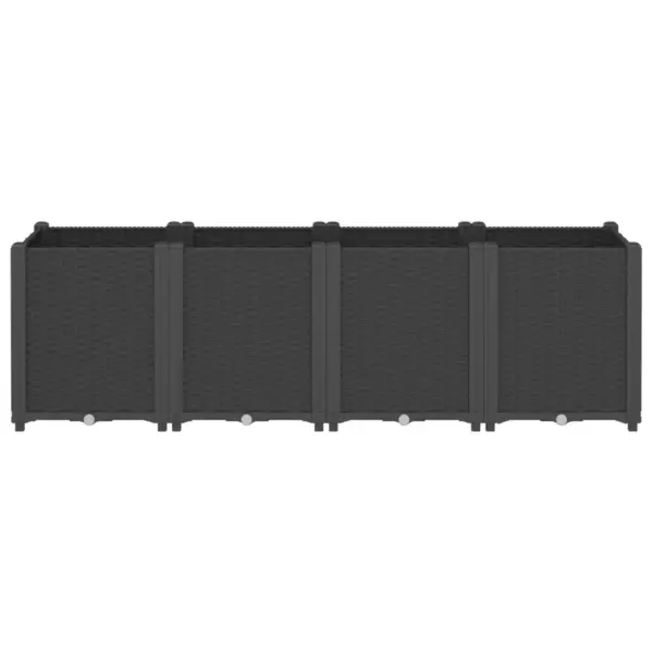 Modulaarne aia taimekast 4 kastiga, must PP, 160 x 40 x 53 cm – 3