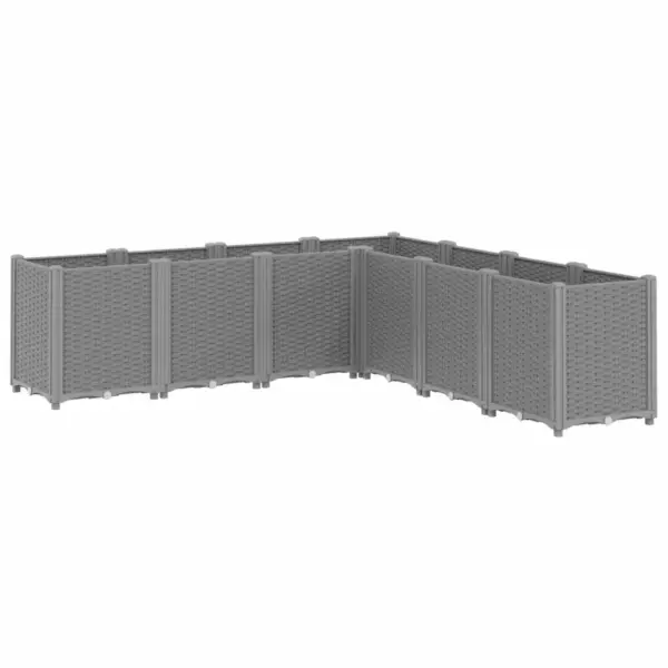 Modulaarne aia taimekast, helehall PP, 7-osaline, 160 x 160 x 53 cm – 2