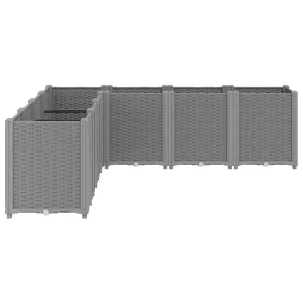 Modulaarne aia taimekast, helehall PP, 7-osaline, 160 x 160 x 53 cm – 4