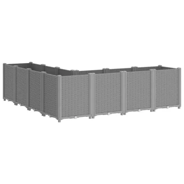Modulaarne aia taimekast, helehall PP, 7-osaline, 160 x 160 x 53 cm – 5