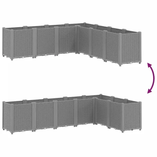 Modulaarne aia taimekast, helehall PP, 7-osaline, 160 x 160 x 53 cm – 6
