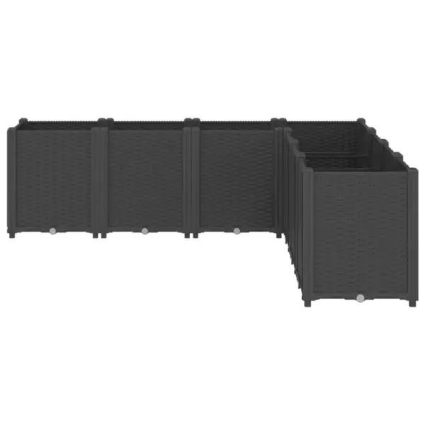 Modulaarne aia taimekast rotangimustriga, must PP, 160 x 160 x 53 cm – 3