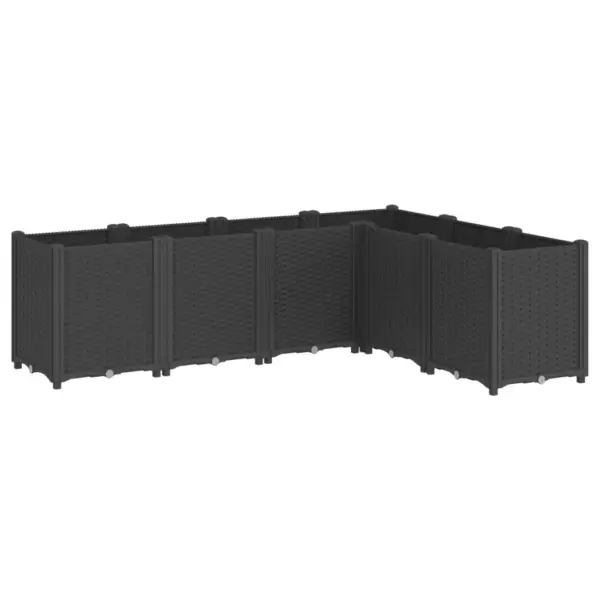 Modulaarne aia taimekast rotangiviimistlusega, must PP, 6 osa, 160 x 120 x 53 cm – 2