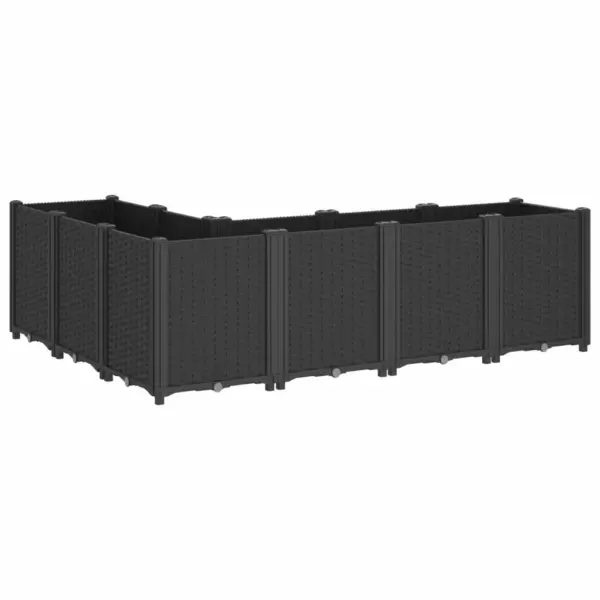Modulaarne aia taimekast rotangiviimistlusega, must PP, 6 osa, 160 x 120 x 53 cm – 5