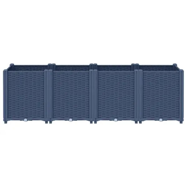 Modulaarne aia taimekast rotangimustriga, sinakashall PP, 160 x 40 x 53 cm – 3