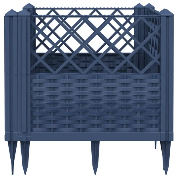 Modulaarne rotangimustriga aiataimekast vaiadega, sinakashall, PP, 43,5 x 43,5 x 43,5 cm – 4