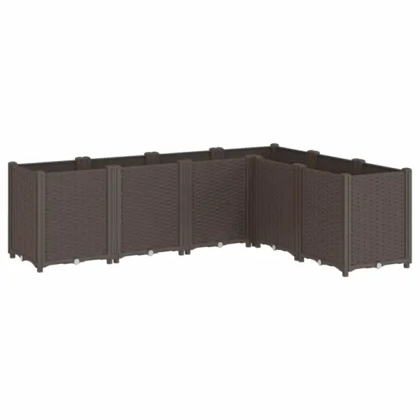 Modulaarne aia taimekast 6 osaga, pruun PP, 160 x 120 x 53 cm – 2