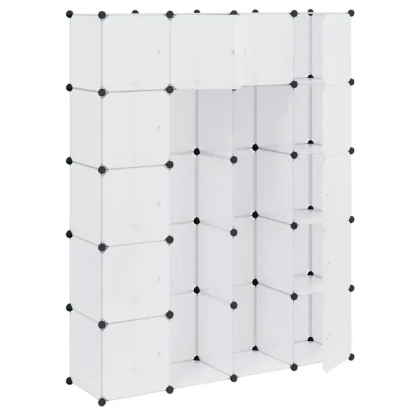 Modulaarne riidekapp 14 sektsiooniga, valge plast, 37 x 146 x 180,5 cm – 3